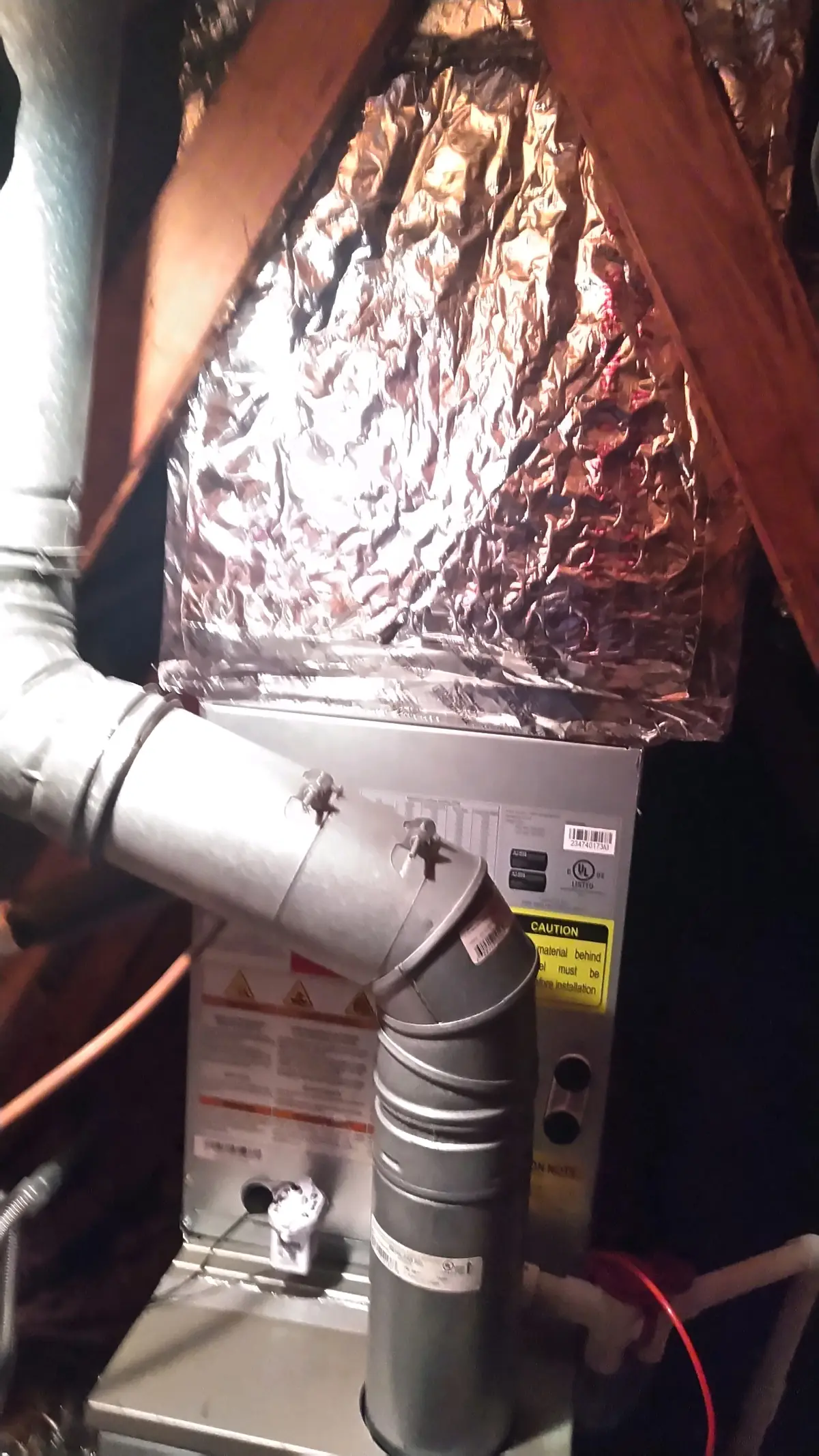 New furnace and supply plenum installed by Ace Mechanical